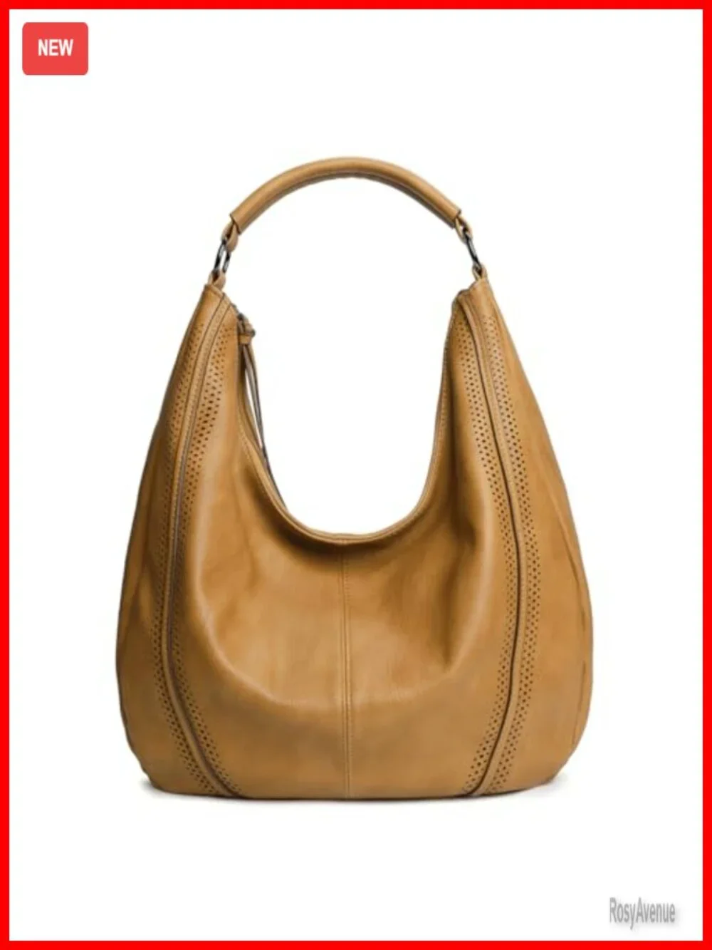 Vegan Leather Hobo Shoulder Bag Tote with Adjustable Crossbody Strap